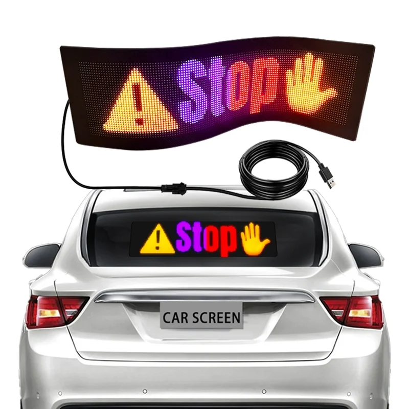 Dynamic Led USB Display Car Sign Sticker App Control Text Smart Display Bluetooth Flexible LED Screen For Car Shop