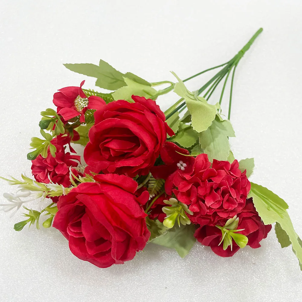 Hot Sale Artificial Silk Peony & Rose Bouquet Cheap Decorative Flowers for Home New Year Wedding for Wall Decor