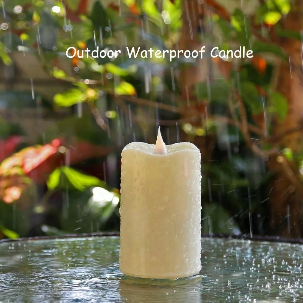 3D flameless LED candle light  set 3 candles real paraffin wax led candles with remote control 2C battery 2/4/6/8 timer function