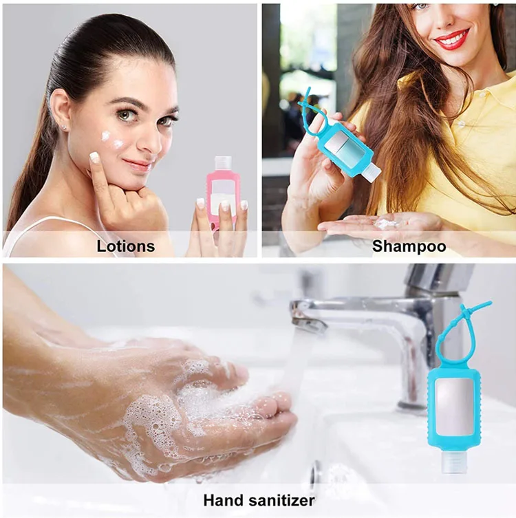 Silicone Sleeve Refillable Empty Squeeze Containers Leakproof Flip Keychain Bottles Hand Sanitizer Holder