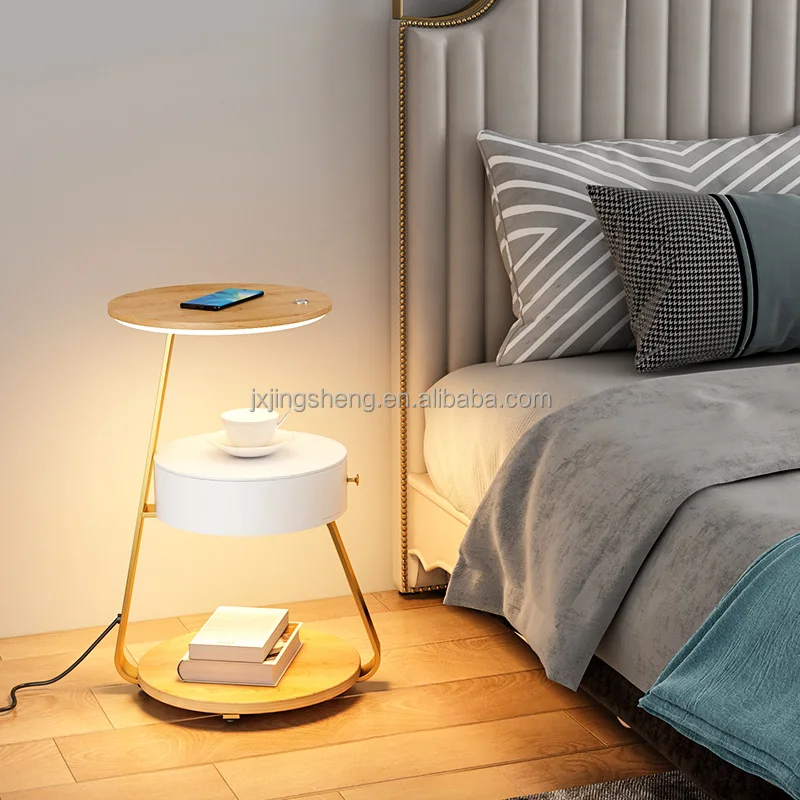 Living room sofa wood modern wireless charge floor lamp bedroom nightstand with drawer