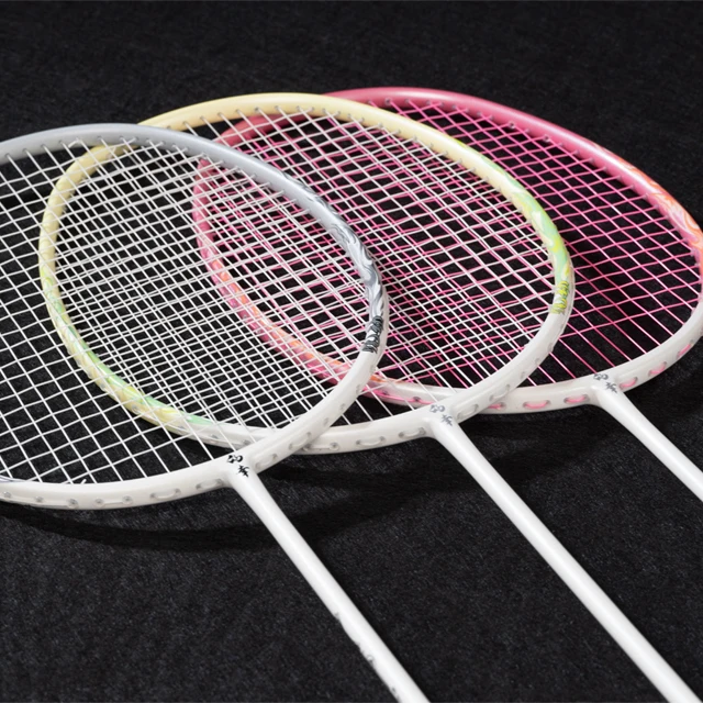 Full carbon with wood handle 4U 22~30LBS  badminton rackets