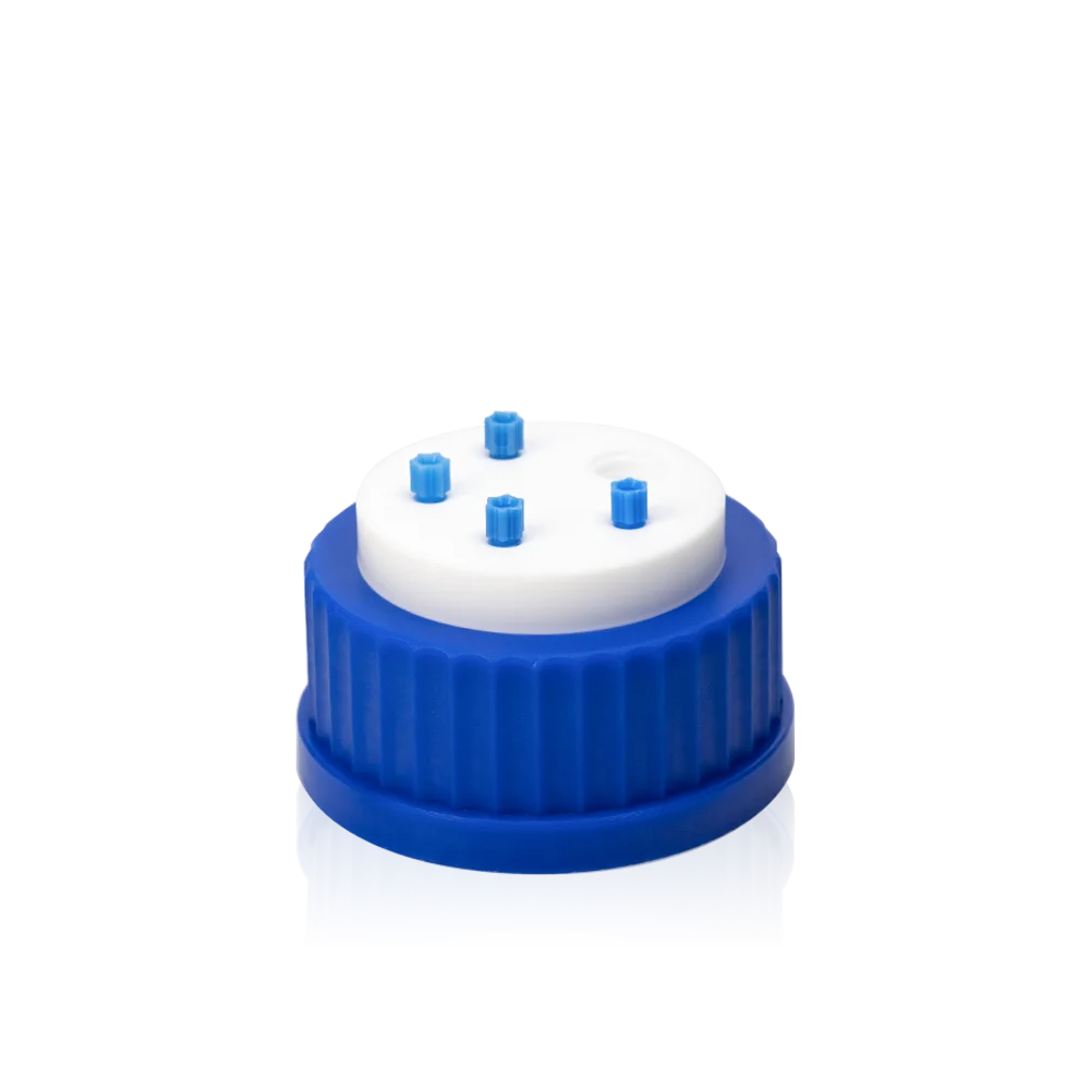 Blue GL80 Safety Cap with 4 ports
