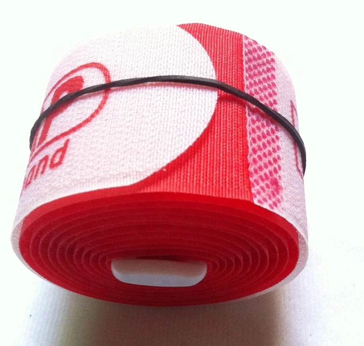 Custom Logo Hook and Loop Luggage Strap with Plastic Buckle Yellow Color Tape Silk Screen Logo Print, Woven Label 100% Nylon