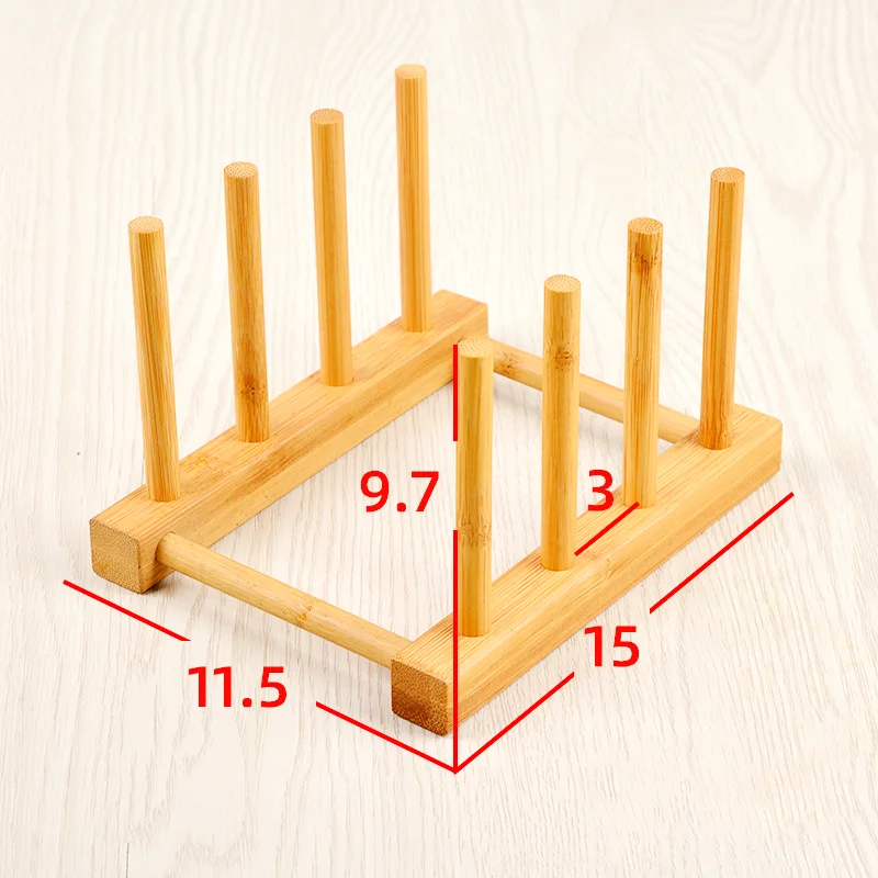 Eco-friendly Nature Bamboo Kitchen Dish Plate Bowl Cup Drying Rack Stand Drainer Storage Pot Lid Holder Organizer