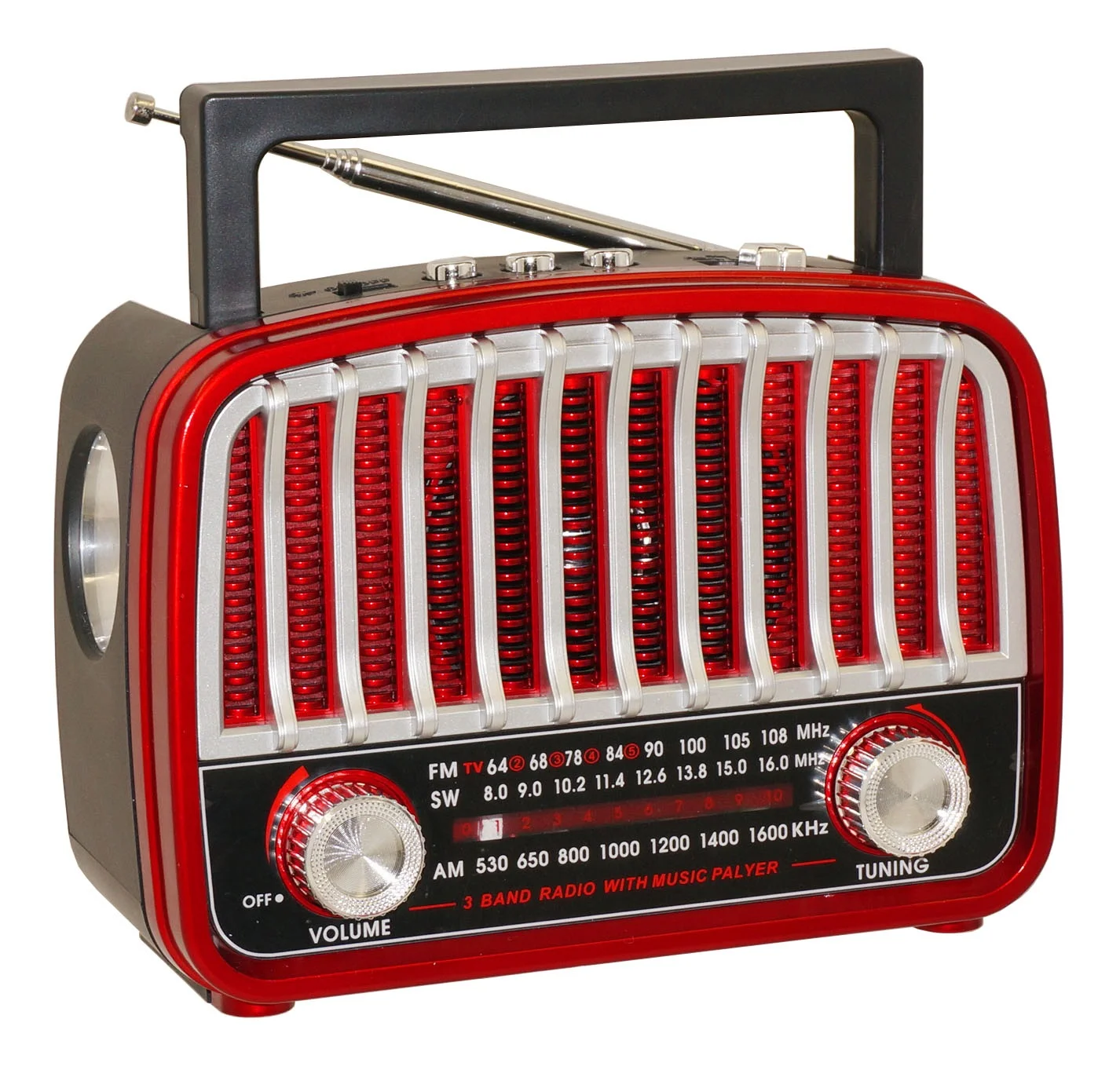 Dongguan TF Usb Радио AM FM SW Band Power Battery AUX фонарик перезаряжаемый портативный Радиоприемник