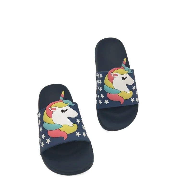 GRS 2023 low price EVA Sole children Rainbow unicorn Slippers outdoor Soft Slides Summer Outwear