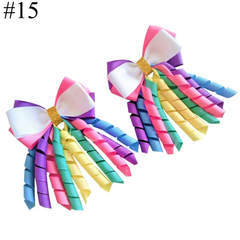 Shuoyang Curly Bow Hair Accessories Multi Colors Girls Ribbon Hair Bows With Elastic Hair Band