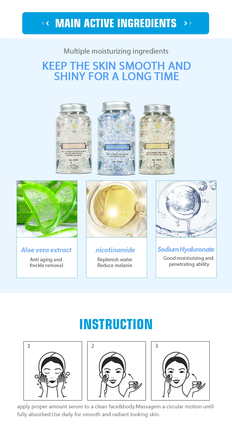 hyaluronic acid serum Latest stock collagen niacinamide brightening, dullness, anti-aging, hydrating microcapsules 200ml serum