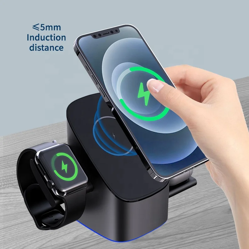 3 in 1 Wireless Charger 15W Fast Charging Stand Magnet cell phone Holder Multi-function Wireless Charger