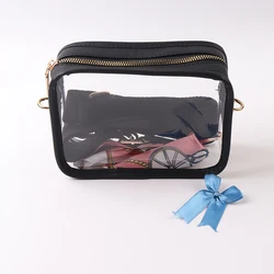 Wholesale clear pvc cylinder stadium crossbody bag monogram stadium approved clear purse with small chenille letters patches DIY