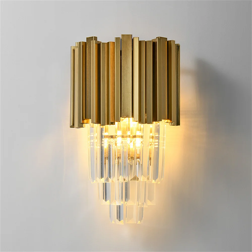 Modern Aisle Bedroom Bedside Home Hotel Glass Crystal E27 LED Wall Lamp Interior Bedside Decoration Lighting Wall Lamp Aluminum