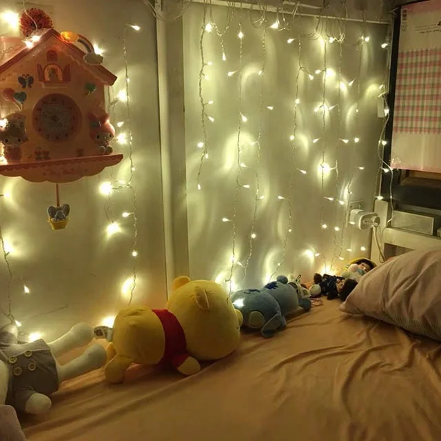 Customized led window curtain string lights light fairy waterfall free example