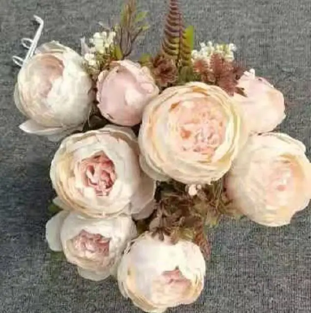YIWAN Wholesale 13 fork peony flower peonies artificial European style silk peony flowers Bouquet for wedding hotel