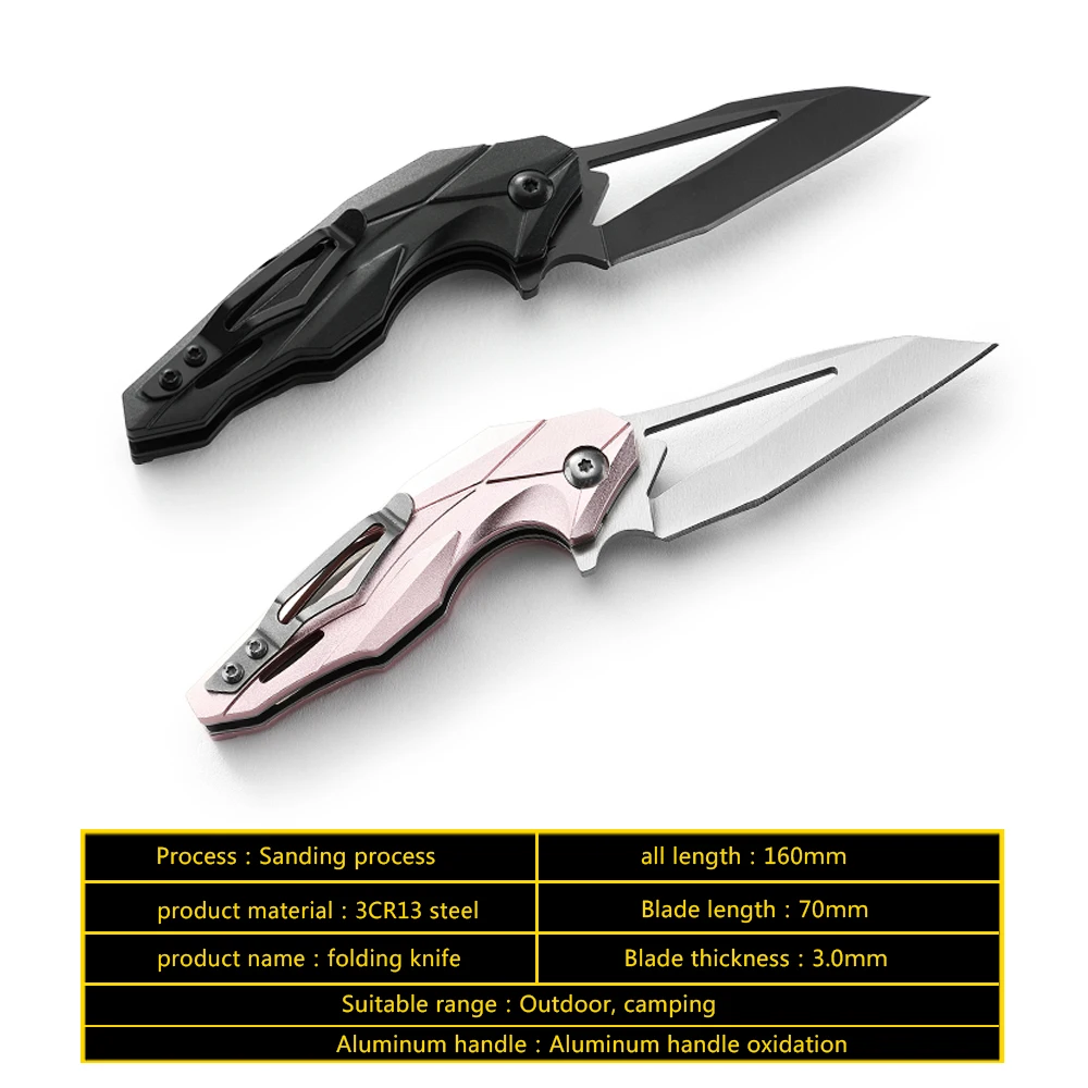 Outdoor Camping Survival Knives 3Cr13 Stainless Steel Folding Pocket Knife With Aluminum Handle