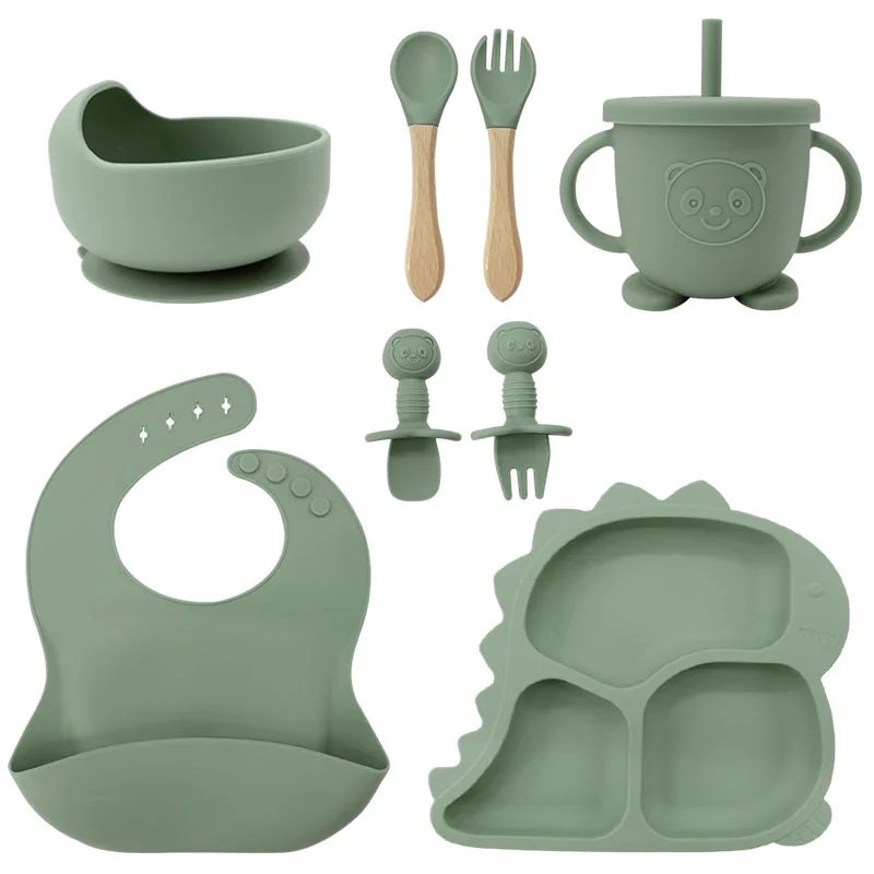 Dinosaur Shape Dinnerware Set for Children Fork Plate Kindergarten Soup Bowl Board Plate
