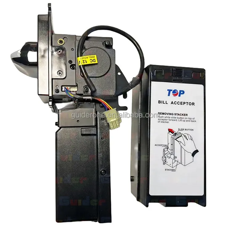 High Security 4 Way Acceptance TOP TP70P5 12V DC Bill Acceptor Accept Pulse RS232 Interface Use On Stand Up Skill Game Machine