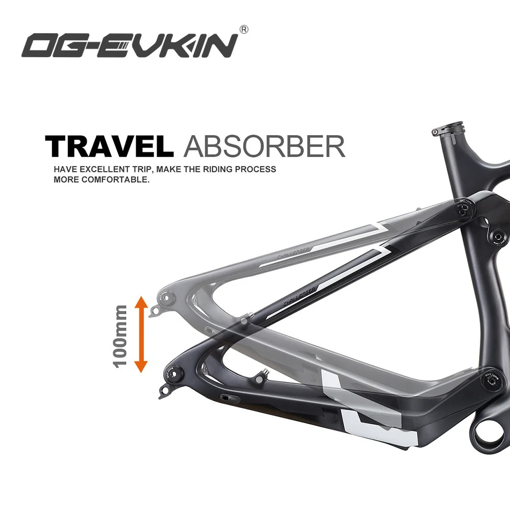 Og-evkin CF-080 Carbon Full Suspension MTB 29 Inch 12X148 29er BB92 Disc Brake Tapered Tube MTB Bike Frame