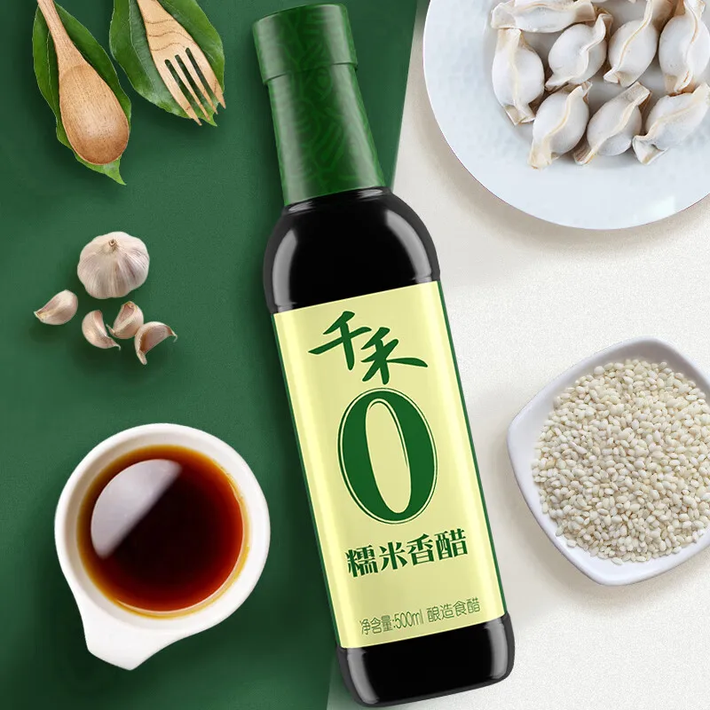 Qianhe Food Vinegar Manufacturer Ginger Garlic Black  Vinegar 500ml * 12