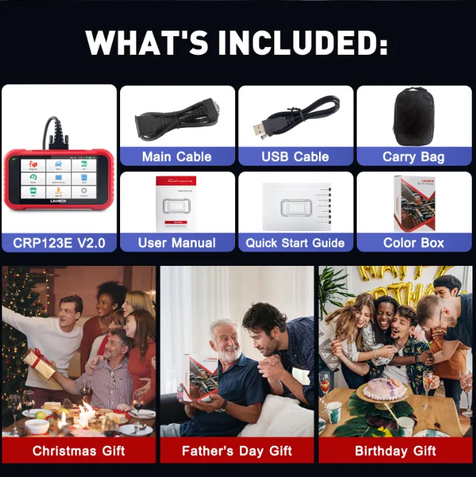 2024 Launch CRP123E V2.0 plus Original Diagnostic Tool 7 reset functions Obd2 OBDII Automotive Scanner Abs Fault Code Reader