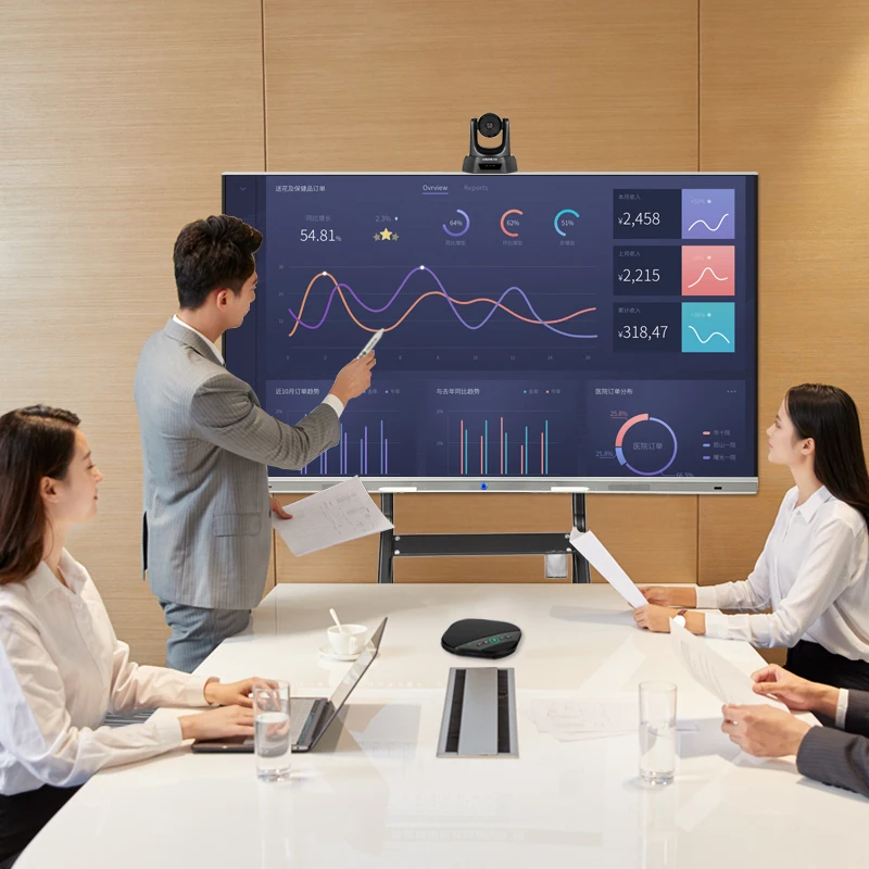 LONTON 65 Inch Movable Digital Board Video Conference Kit All in one Electronic Smart Boards Infrared Interactive Whiteboard
