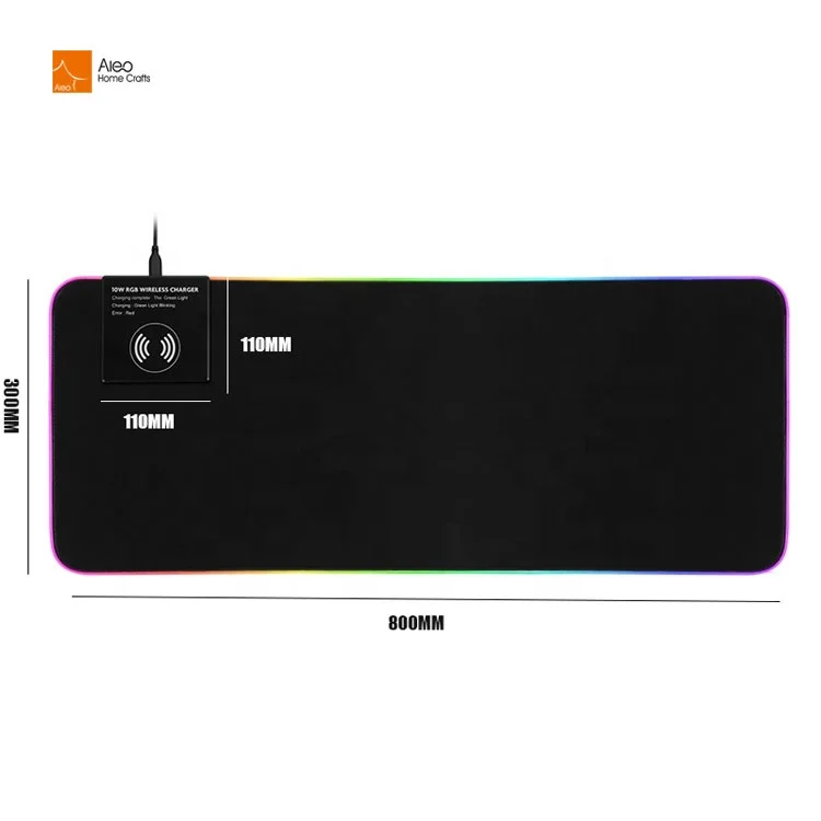  В наличии новейший стиль беспроводной зарядки RGB игровой коврик для мыши Большой светящийся