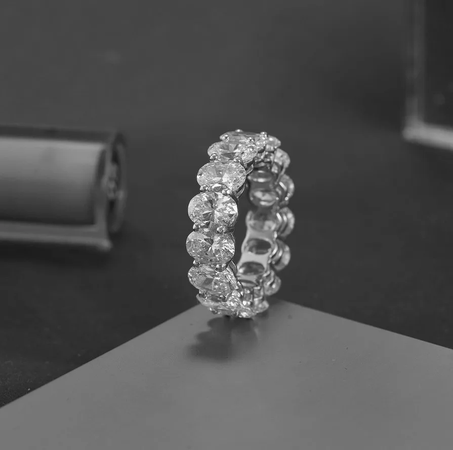 YANYI 925 Sterling Silver Round Diamond Ring 5 X 7 Pigeon Egg Jewelry Gift For