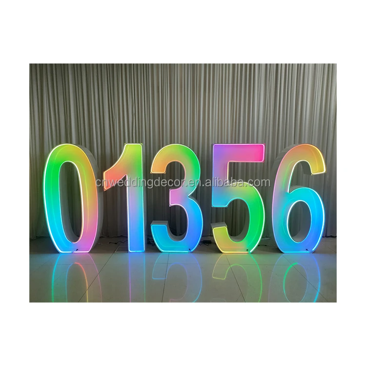 RGB Color Metal Letters Marquee Numbers Light Up Numbers For Wedding Party Decoration