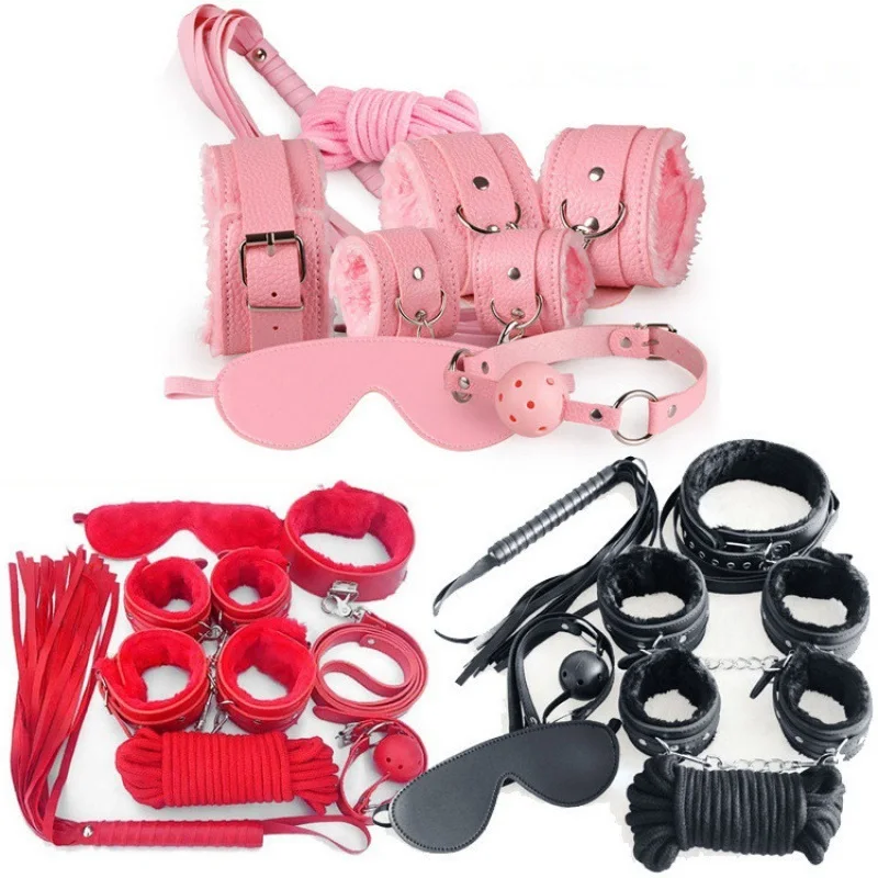 Hot BDSM Sex Toy Sexy Slave Leather Equipment SM Fetish Bondage Kit Fetish Handcuffs Bondage Restraints for Sex Game Toys Set