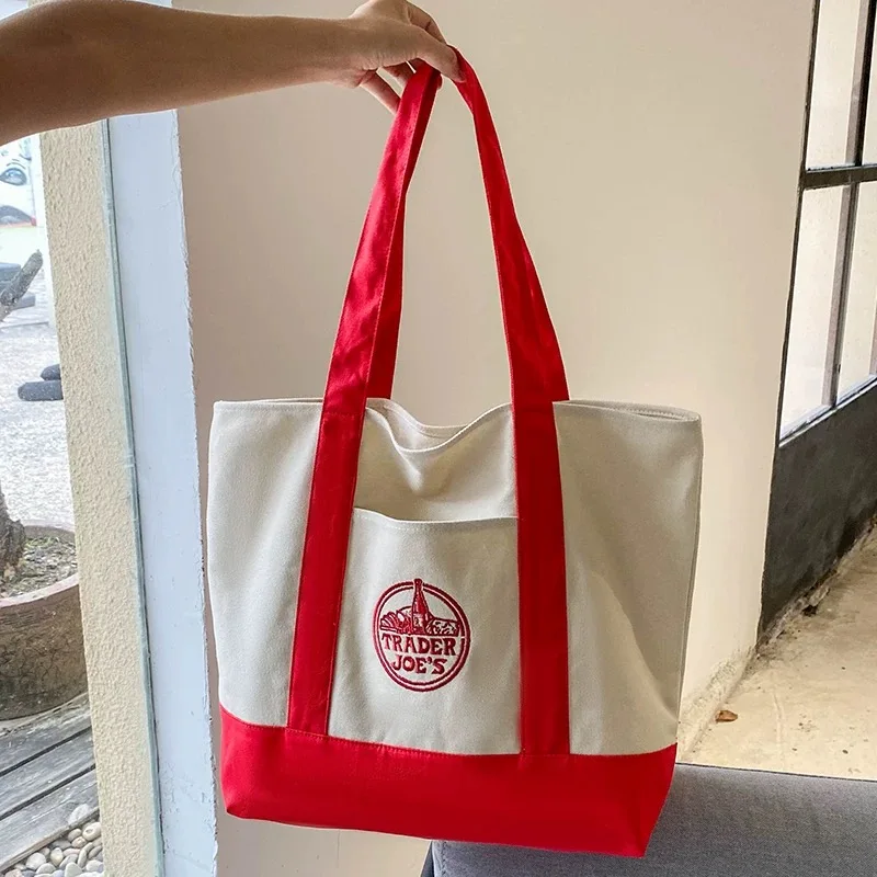 Canvas Tote bag Casual all-in-one student class shoulder bag Business handbag Large capacity color bag