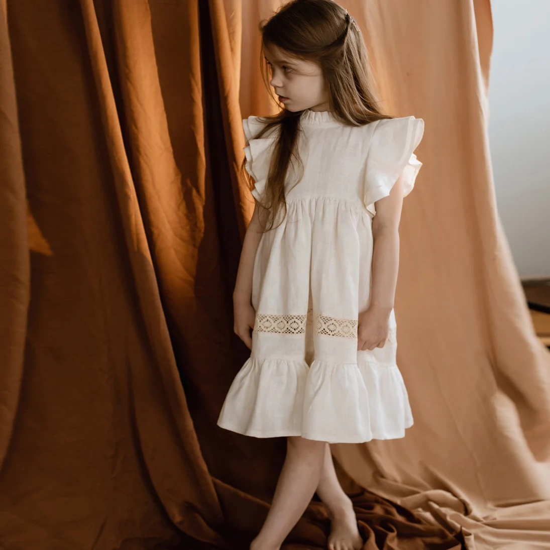 Boho Baby Girls Clothes Dress Summer Solid color Cotton Linen Kids Clothing Boutique dresses
