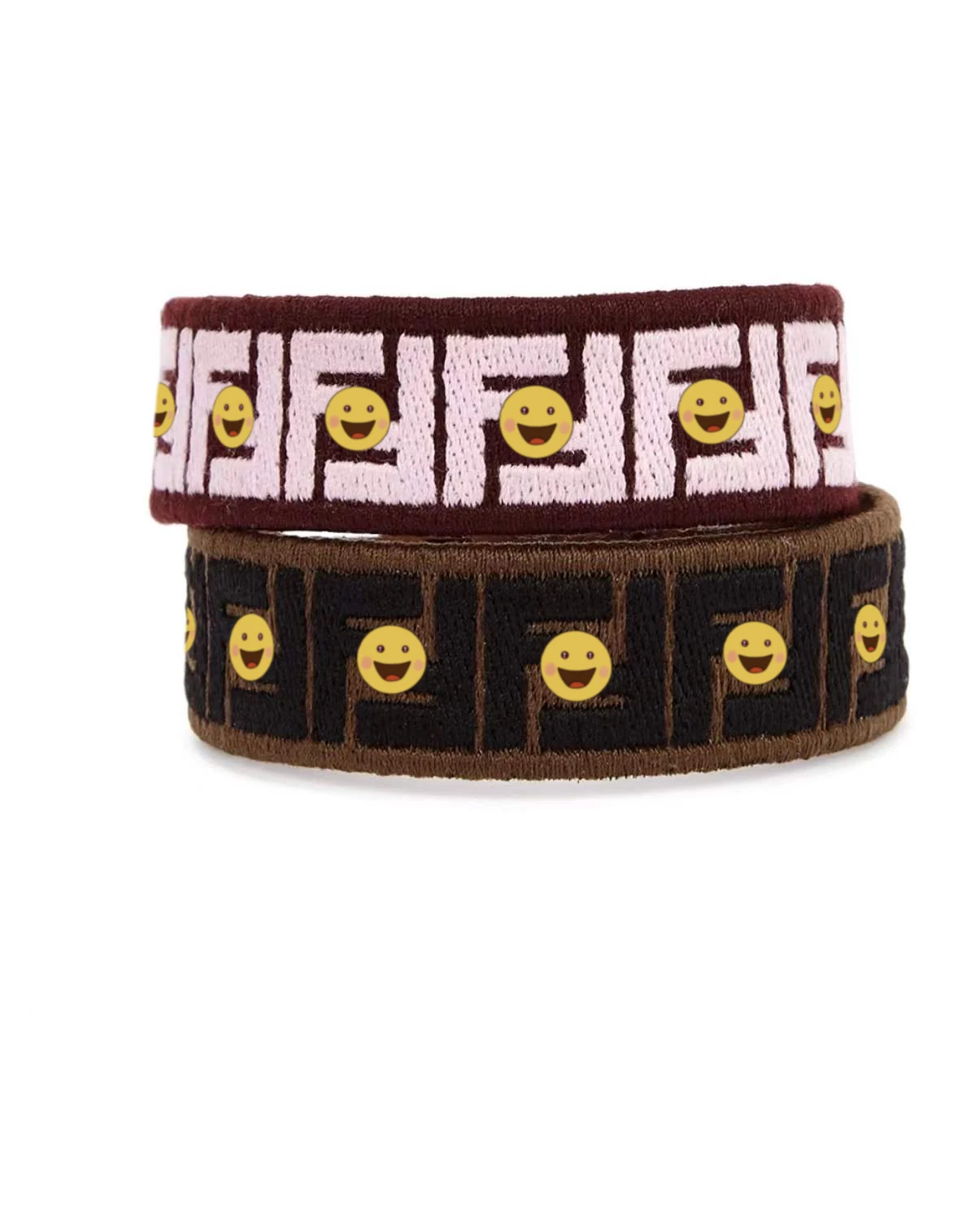 2022 Gold-tone Hardware Adjustable Buckle Fasteni Woven Luxury Brand  FF Logo Jacquard Fabric Bracelet
