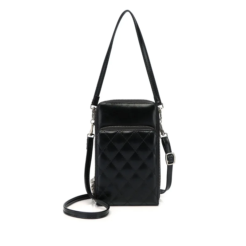 Hot sale PU leather large capacity diamond crossbody shoulder bag phone wallet for women