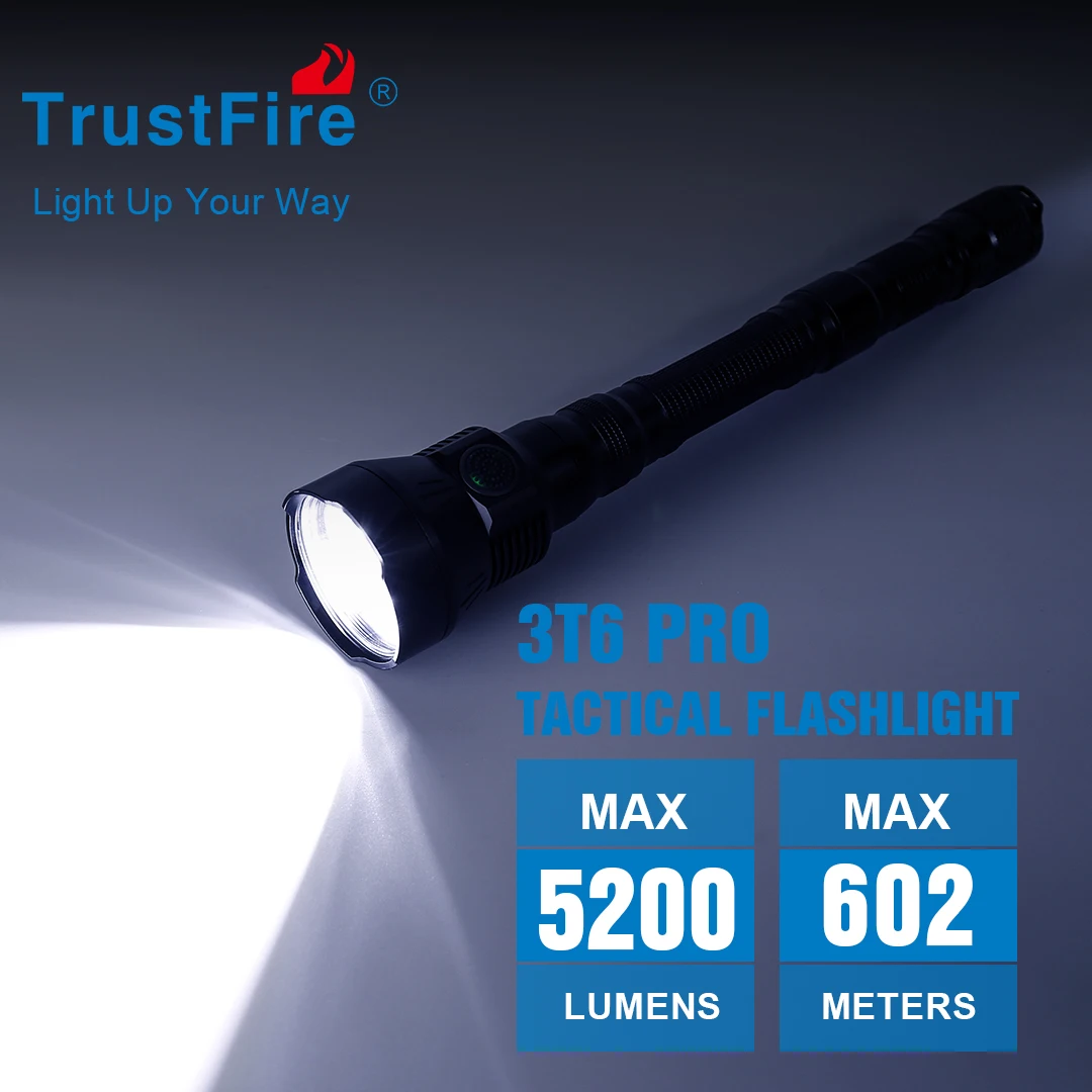 TrustFire 3T6 Pro 5200Lm 3*LED Powerful Search Light 620M Hunting Torch Escape Tactical Flashlight