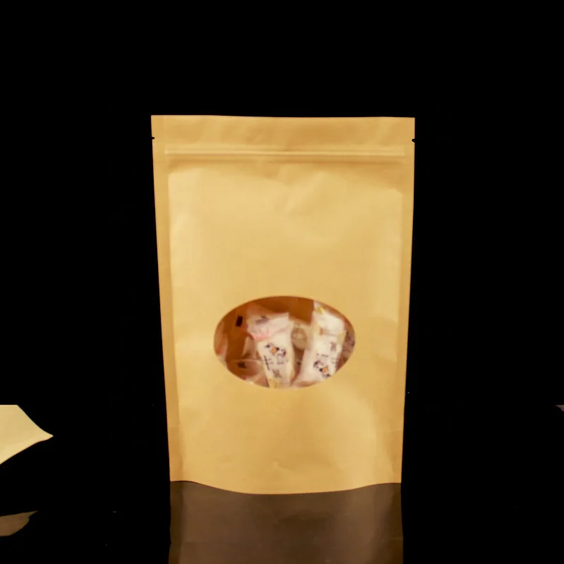 customized logo Kraft paper ziplock bag self sealing square bottom kraft paper bags for nuts/ flour/seeds