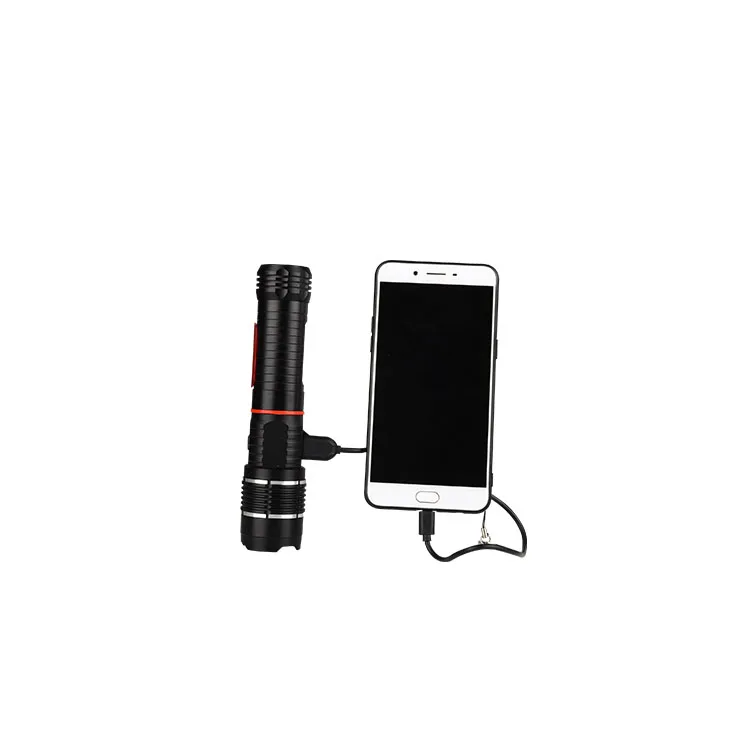 Hot Sales 2200mAh Power Banck Function USB Rechargeable Zoomable Window COB Flashlight with Magnet