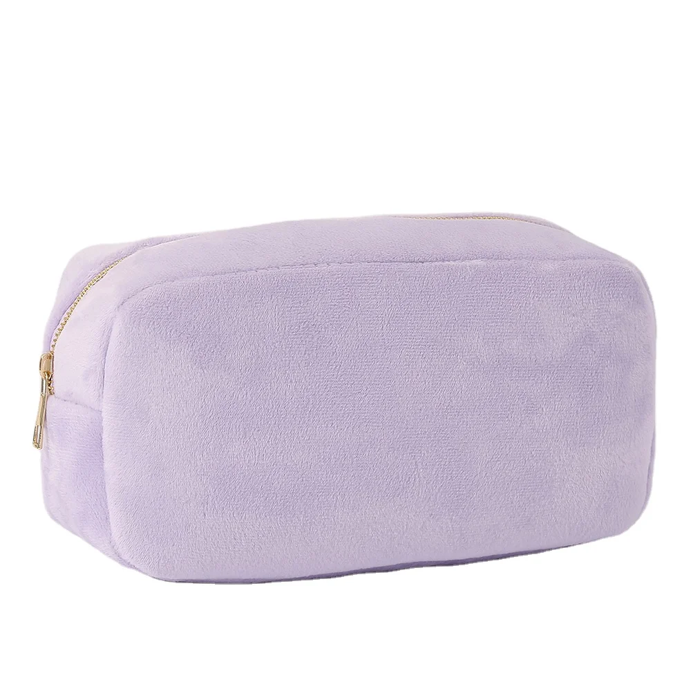 Low MOQ Fast Shipping Factory Wholesale Personalized Lavender Velvet Toiletry Set Cosmetic Pouch Makeup Bag Card Holder Wallet