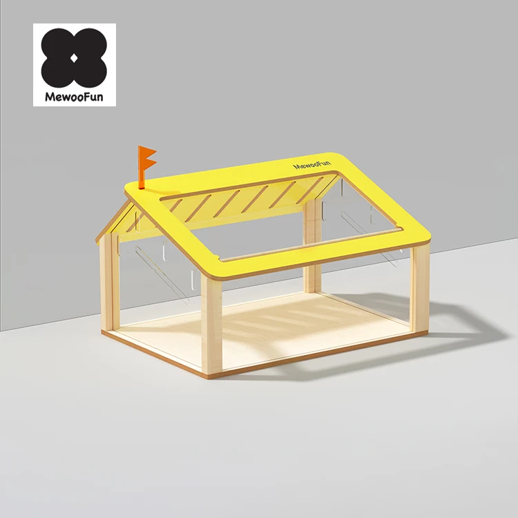 MewooFun 2021 Hamster Wood Acrylic Cage Small Animal Wooden Cage for Hamsters