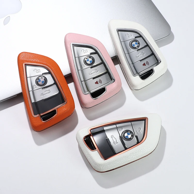 For BMW leather Key Fob Cover 2/3 button key shell fit for  X1 X3 X5 X6 /1/new 2  travel/ 5/7 Series car key case