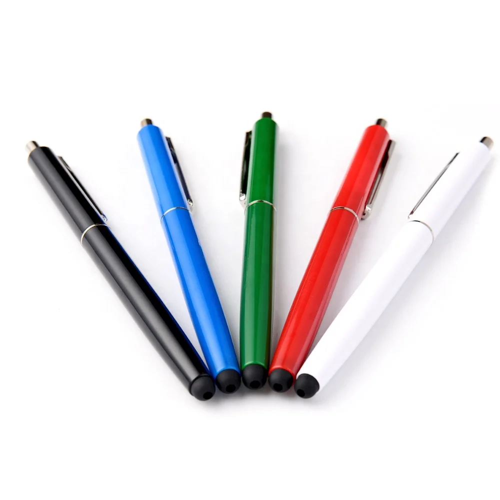 high quality pens 2 in 1 slim plastic/ metal ballpoint pen and customized color stylus pen with touch screen
