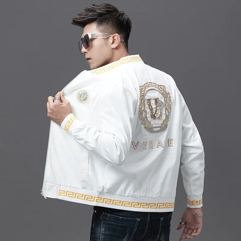 Factory wholesale Trendy Embroidered coat jacket New style long-sleeved coat men baseball suit stand collar men winter coat