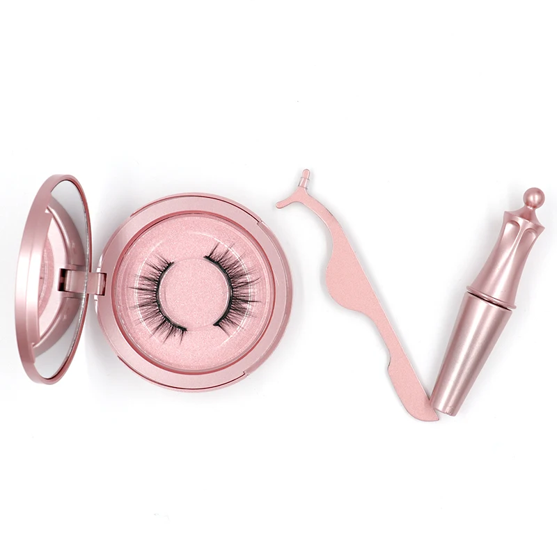 High Quality Eyeliner Magnetic Eyelash Handmade Natural Real 3D Mink Eyelashes Black With Tweezers