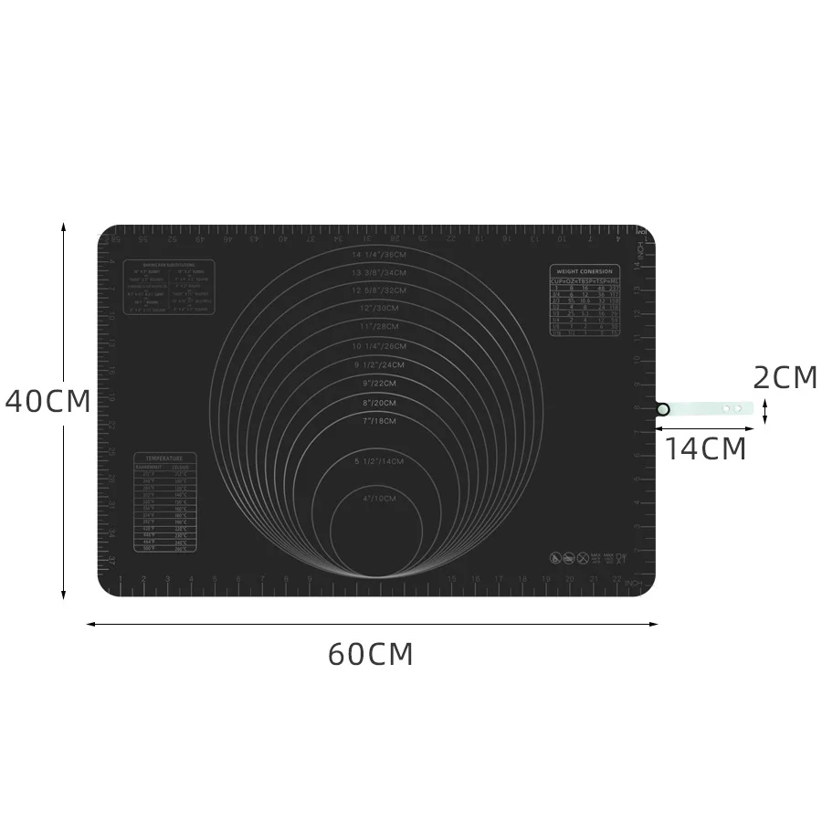 Besafe Non-Stick Silicone Pastry Rolling Baking Mat with scale and storage strap for cooking Dough Pizza Cookie and baki