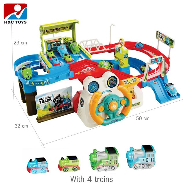 Mini train steering wheel traffic track diy assemble toys adventure orbit game for kids train track electric toy