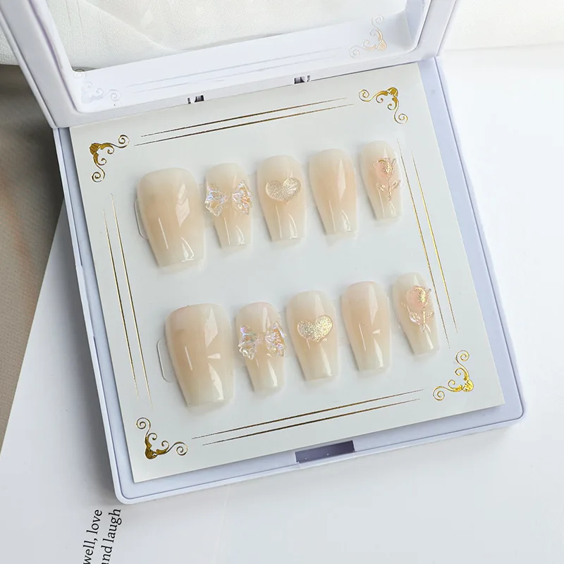 Wholesale Short Coffin False Nail French Tip Finished False Nails Reusable Handmade Press On Nails