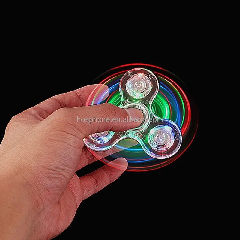 2022 Kids Toy Colorful Glowing LED Flash Light Hand Spinner RGB LED Crystal Fidget Spinner Finger Stress Release EDC