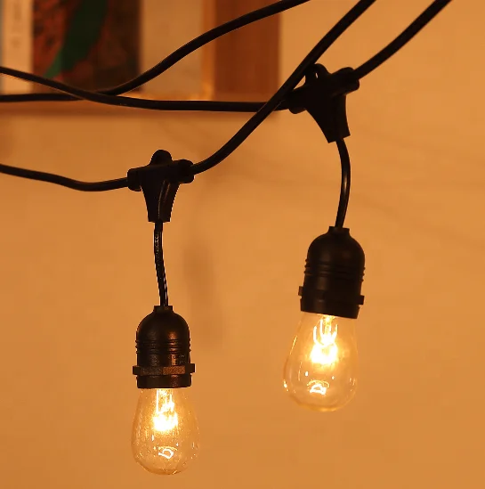 Фабричная уличная Коммерческая гирлянда 100 м 48 футов подвесные светильники с E27 2 Вт светодиодная стеклянная лампочка круглым светом для патио и бистро