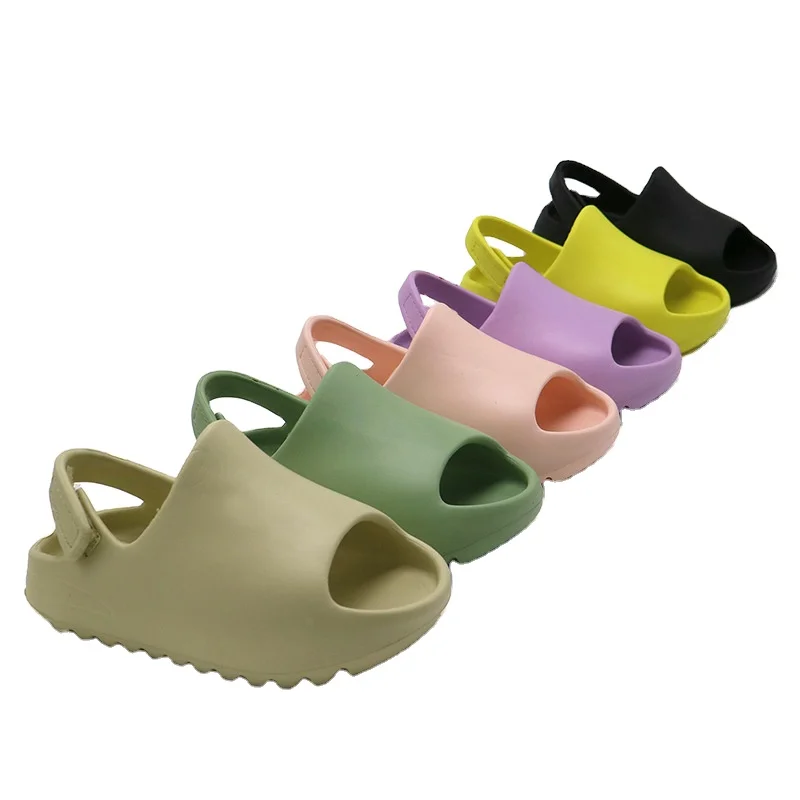 Детские сандалии Yeezy, мягкая подошва, пляжные шлепанцы, кокосовые, для мальчиков и девочек, лето 2021