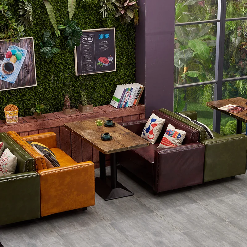Высококачественный Западный ресторанный диван с 2 сидениями, внутренний деревянный с кожаным обеденным диваном, обеденный стул для кофейни, баров