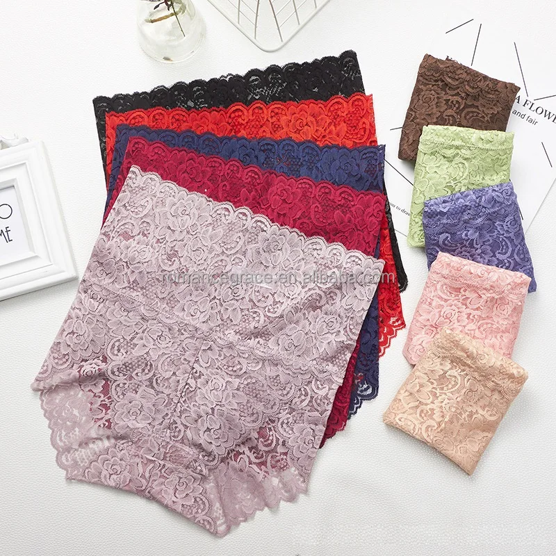 Eco-friendly printing Plus size fat girl butt lifting belly shrinking high waist panty sexy lace mesh transparent boxers briefs